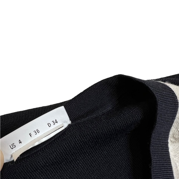 Akris Punto Lightweight Wool Sweater/Cardigan. Black White Striped. Size 4 - Picture 4 of 6